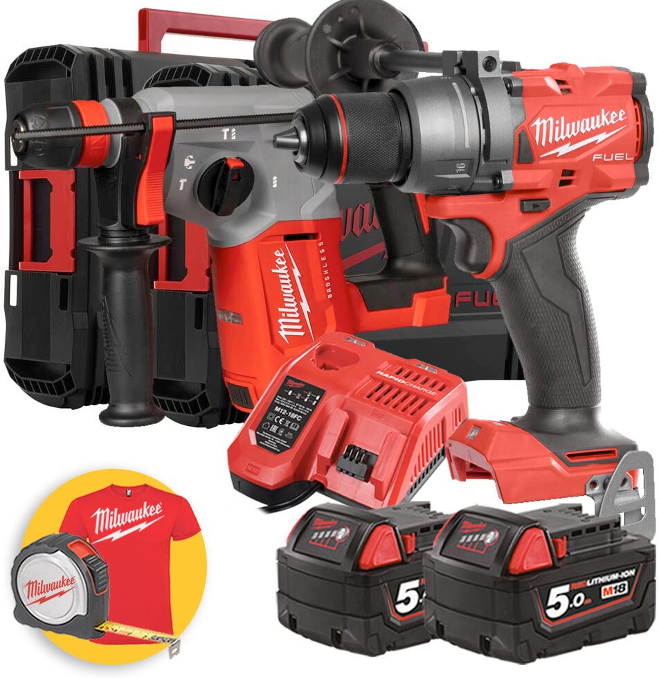 milwaukee m18 fpd2blhx-502x -kit utensili a batteria 18v - tassellatore blhx + trapano fpd2