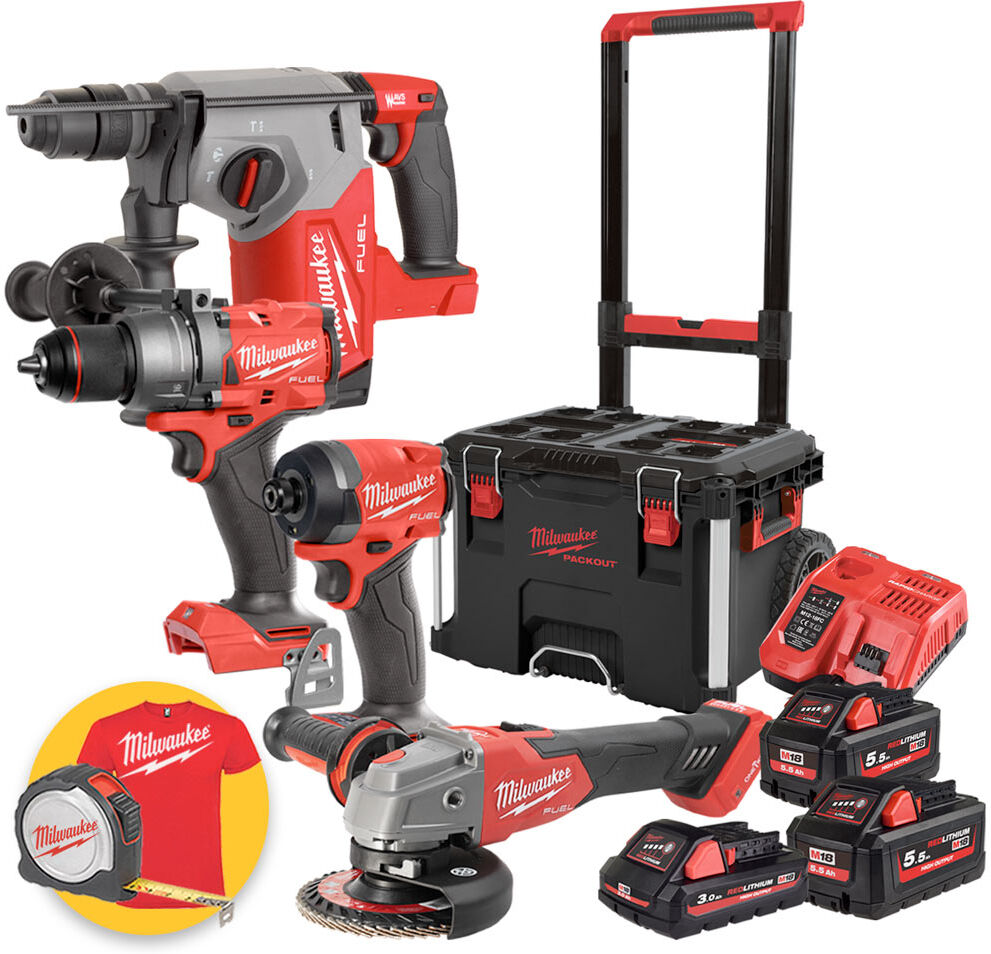 milwaukee m18 fpp4e-555t - trapano a percussione - tassellatore -  smerigliatrice one key - avvitatore a impulsi 1/4