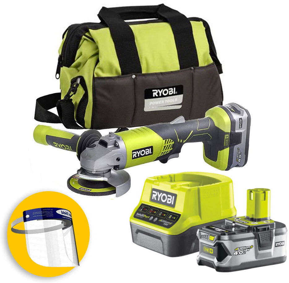 ryobi r18ag-140s - smerigliatrice a batteria 18v diametro 115mm - 1 x 4ah