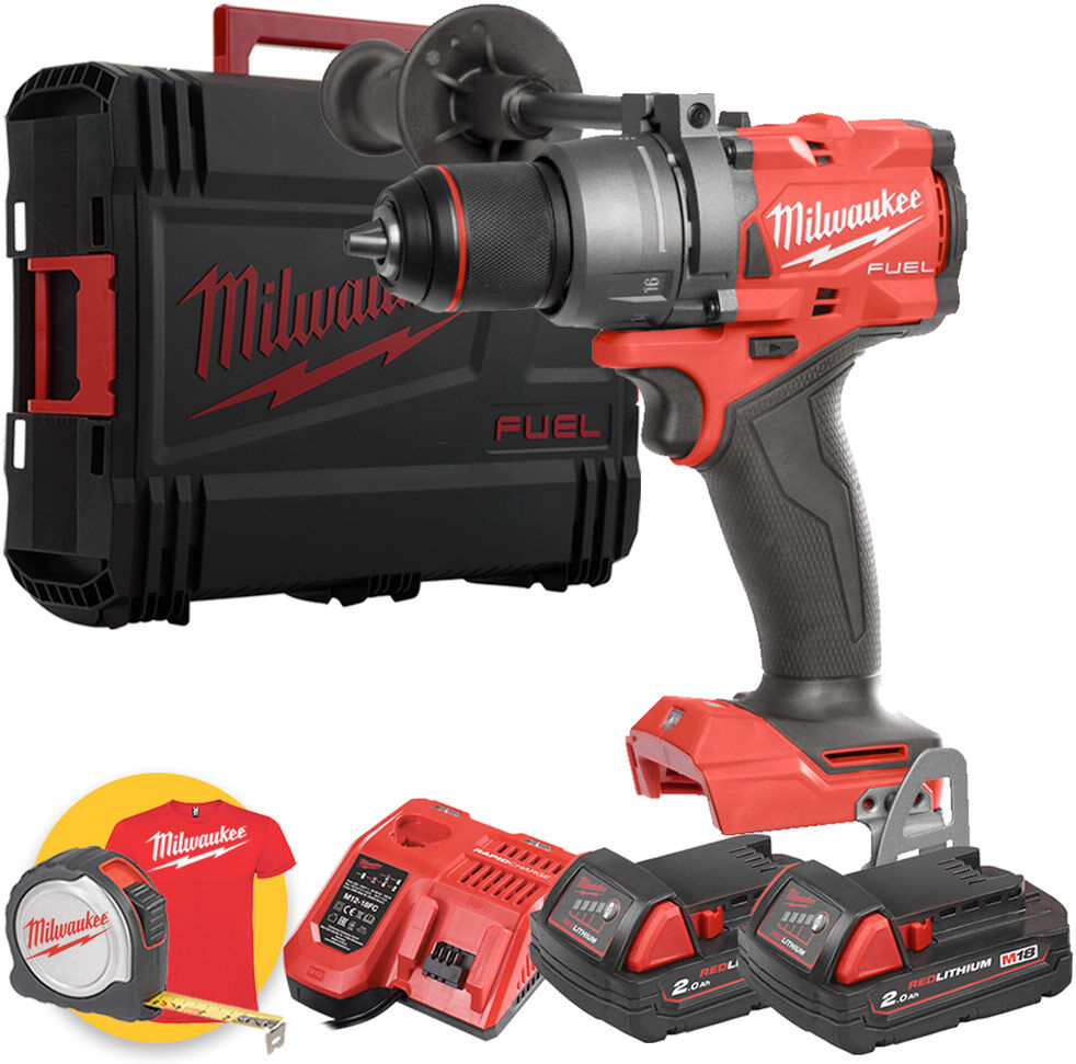 Milwaukee M18 FPD3-202X - Trapano avvitatore a percussione a batteria 18V FUEL - 2 x 2Ah