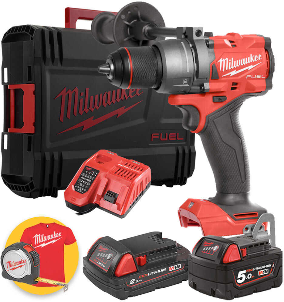 Milwaukee M18 FPD3-512X - Trapano avvitatore con percussione a batteria 18V FUEL - 1 x 5Ah + 1 x 2Ah