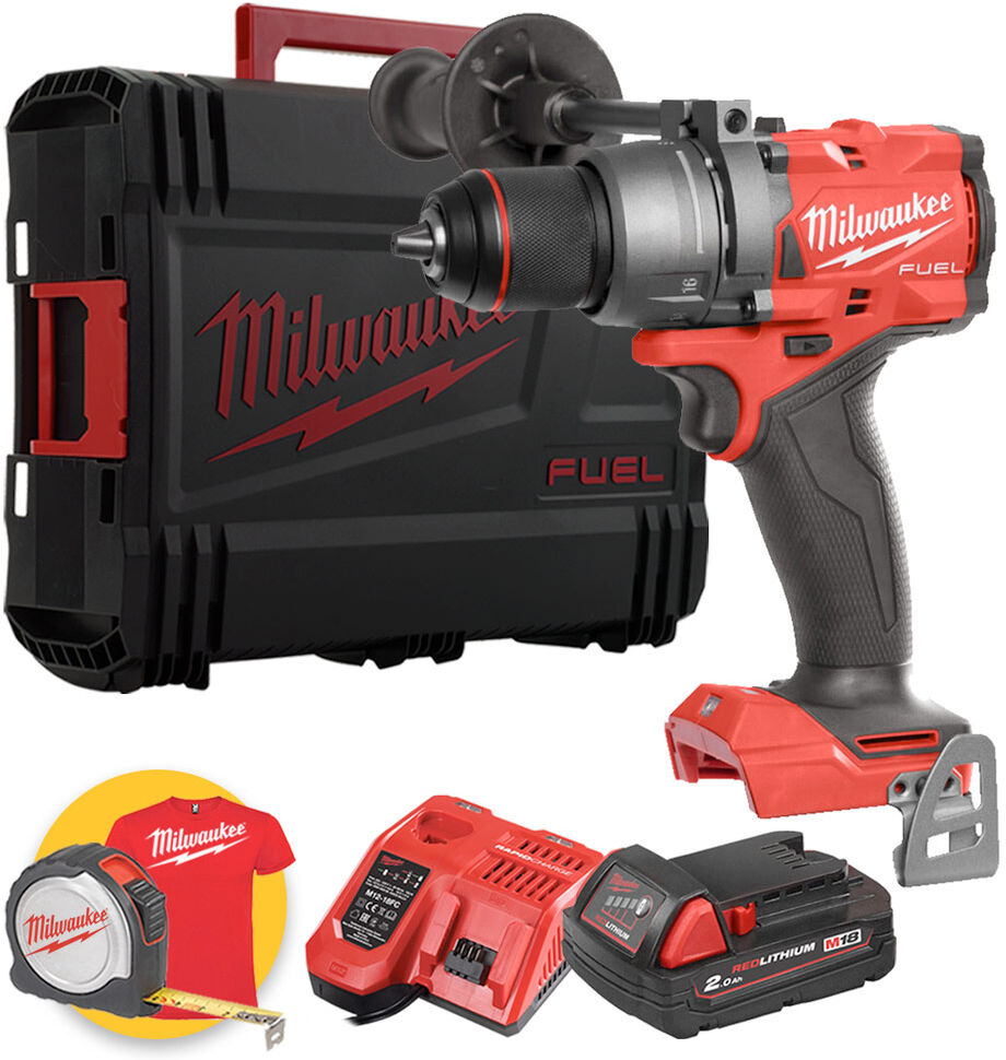 Milwaukee M18 FPD3-201X - Trapano avvitatore a percussione a batteria 18V FUEL - 1 x 2Ah