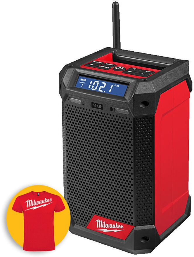 Milwaukee M12 RCDAB+-0 - Radio DAB+ da cantiere a batterie