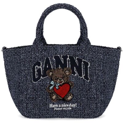 Borsa Shopping Small Denim Ganni Donna Blu One Size Borsa Shopping Small Denim Ganni Donna Blu One Size