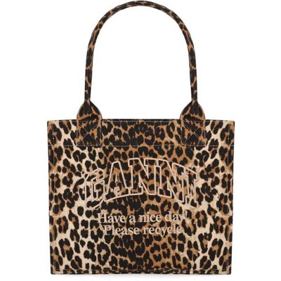 Borsa Shopping Large Animalier Ganni Donna Marrone One Size Borsa Shopping Large Animalier Ganni Donna Marrone One Size