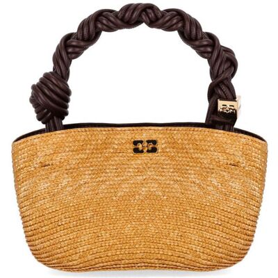 Borsa A Mano Mini Bou Raffia Natural Ganni Donna Marrone One Size Borsa A Mano Mini Bou Raffia Natural Ganni Donna Marrone One Size