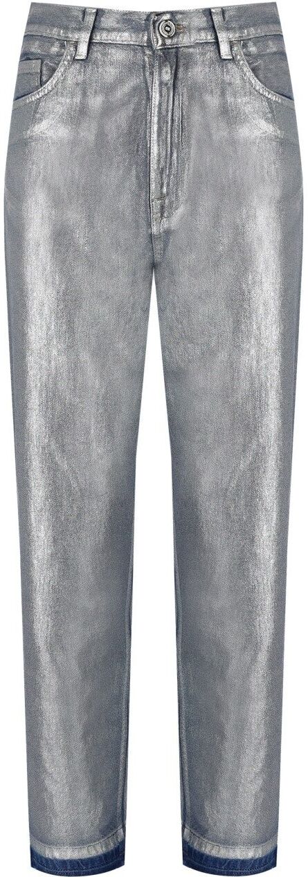 Jeans Boyfriend Laminato Argento Elisabetta Franchi Donna Argento 28