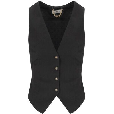 Gilet Nero Elisabetta Franchi Donna Nero 38 IT Gilet Nero Elisabetta Franchi Donna Nero 38 IT