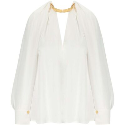Blusa Gioiello Avorio Elisabetta Franchi Donna Avorio 42 IT Blusa Gioiello Avorio Elisabetta Franchi Donna Avorio 42 IT