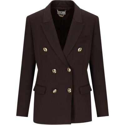 Blazer Doppiopetto Cacao Elisabetta Franchi Donna Marrone 42 IT Blazer Doppiopetto Cacao Elisabetta Franchi Donna Marrone 42 IT