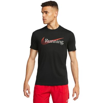 Nike T-Shirt Running Df Heritage Run Nero Uomo XL Nike T-Shirt Running Df Heritage Run Nero Uomo XL
