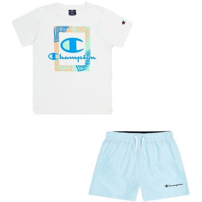 Champion Completo Sportivo T-Shirt + Shorts Bianco Azzurro Bambino S Champion Completo Sportivo T-Shirt + Shorts Bianco Azzurro Bambino S