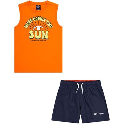 Champion Completo Sportivo Canotta + Shorts Arancione Bambino L Champion Completo Sportivo Canotta + Shorts Arancione Bambino L
