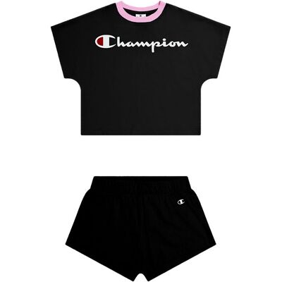 Champion Completo Sportivo T-Shirt + Shorts Nero Bambina XS Champion Completo Sportivo T-Shirt + Shorts Nero Bambina XS