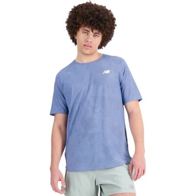 New Balance Maglia Running Q Speed Jacquard Blu Uomo L New Balance Maglia Running Q Speed Jacquard Blu Uomo L