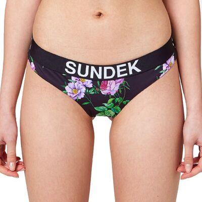 Sundek Costume Slip Fiori Nero Donna XS Sundek Costume Slip Fiori Nero Donna XS