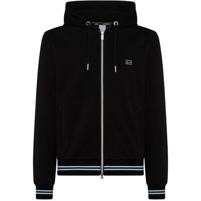 Sun68 Sun 68 Felpa Con Cappuccio Piquet Nero Uomo S Sun68 Sun 68 Felpa Con Cappuccio Piquet Nero Uomo S