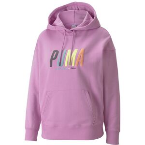 Puma Felpa Con Cappuccio Logo Fuxia Donna XS