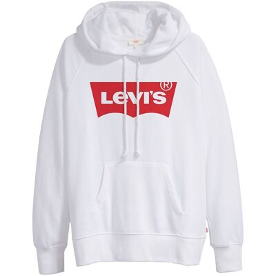 Levi's Felpa Con Cappuccio Bianco Rosso Donna XS Levi's Felpa Con Cappuccio Bianco Rosso Donna XS