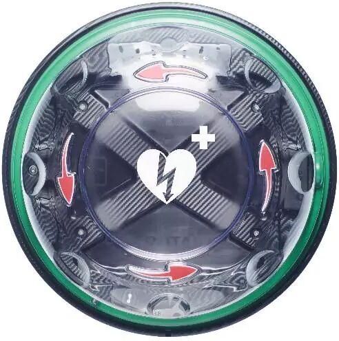 Teca per defibrillatore da interni impermeabile &amp;#8220;Rotaid Solid Plus&amp;#8221; &amp;#8211; Verde e frecce rosse