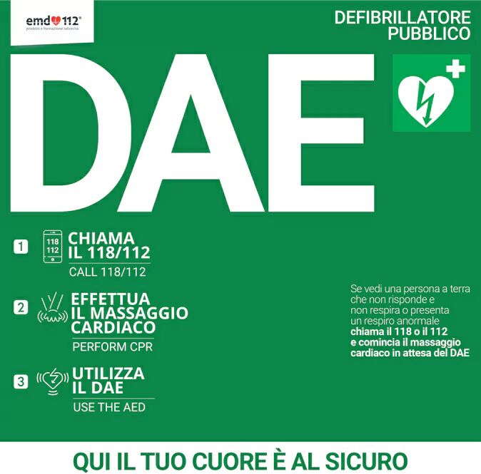 Cartello per defibrillatore con algoritmo di intervento &amp;#8211; 38&amp;#215;38 cm &amp;#8211; Forex &amp;#8211; Verde con scritte bianche