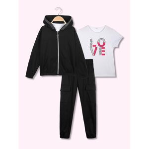 Sweet Tuta da ragazza 3 pezzi con cappuccio e zip Tute Sportive bambina Nero taglia 12