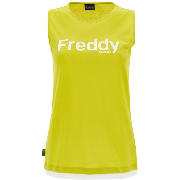 freddy canotta sportiva donna con scritta t-shirt e top donna giallo taglia l