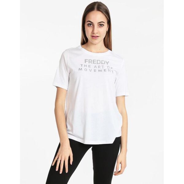 freddy t-shirt manica corta con scritta t-shirt e top donna bianco taglia m