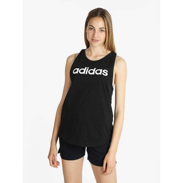 adidas w lin tk top sportivo donna con scritta t-shirt e top donna nero taglia m