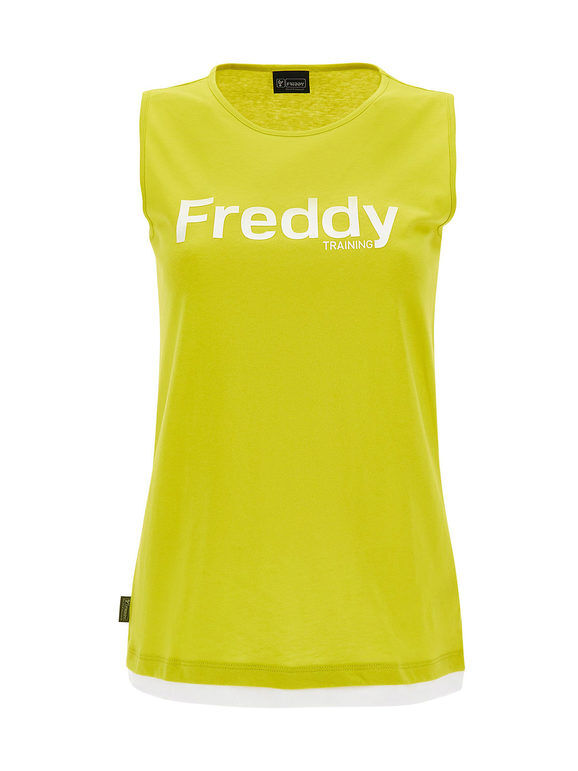 freddy canotta sportiva donna con scritta t-shirt e top donna giallo taglia l