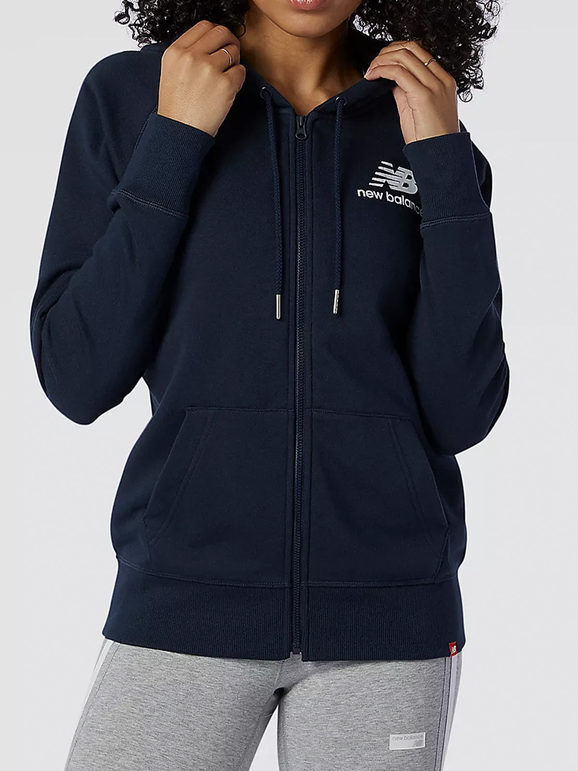 new balance esse fz hoodie felpa donna con zip e cappuccio felpe donna blu taglia xs