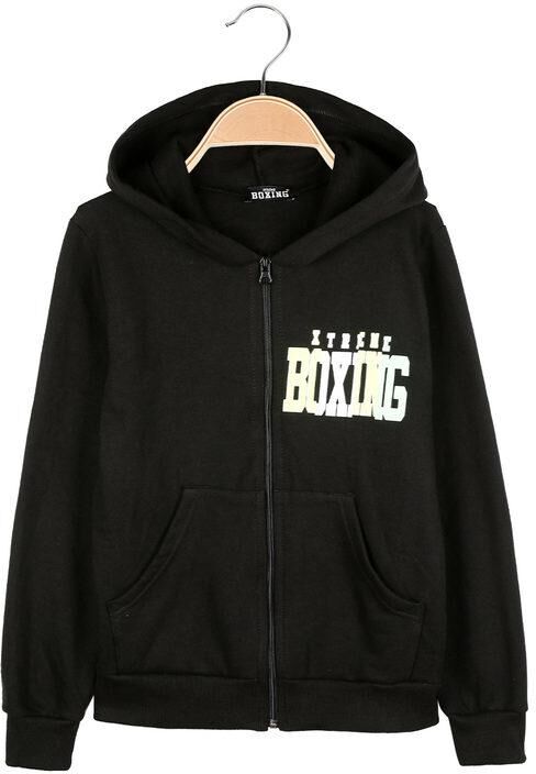 xtreme boxing felpa pesante con zip e cappuccio felpe bambino nero taglia 08