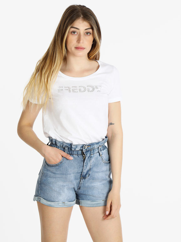 freddy t-shirt sportiva donna con scritta t-shirt e top donna bianco taglia l