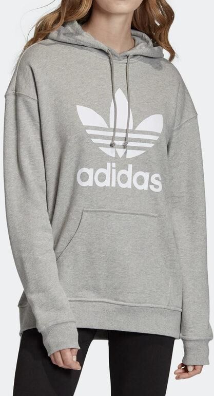 adidas trefoil hoodie fm3304 felpa con cappuccio felpe donna grigio taglia 38