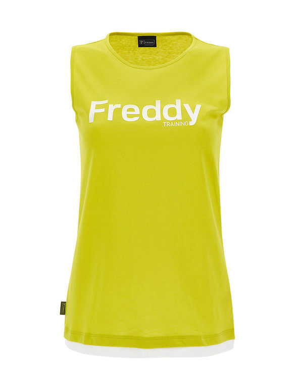 Freddy Canotta sportiva donna con scritta T-Shirt e Top donna Giallo taglia L