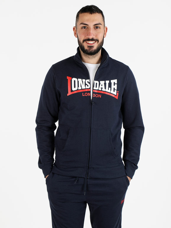 Lonsdale Felpa da uomo a collo alto con zip Felpe uomo Blu taglia L