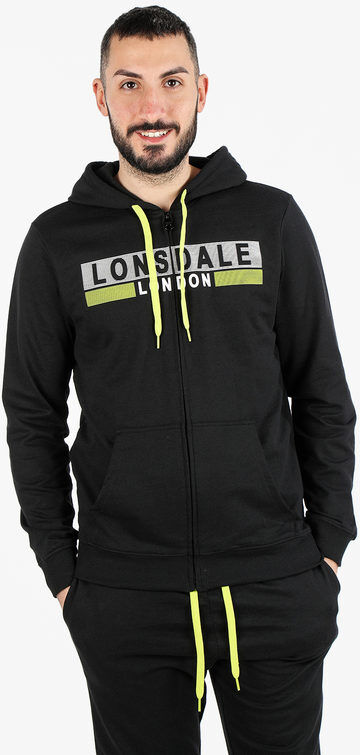 Lonsdale Felpa da uomo con cappuccio e zip Felpe uomo Nero taglia M