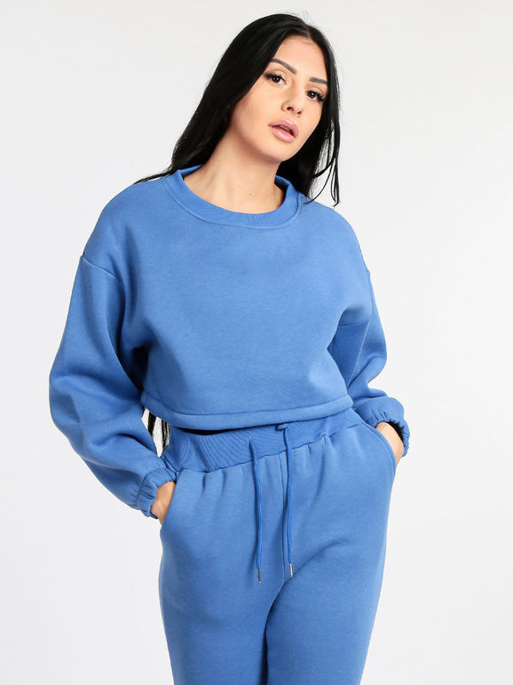 Sweet Felpa donna cropped Felpe donna Blu taglia L/XL