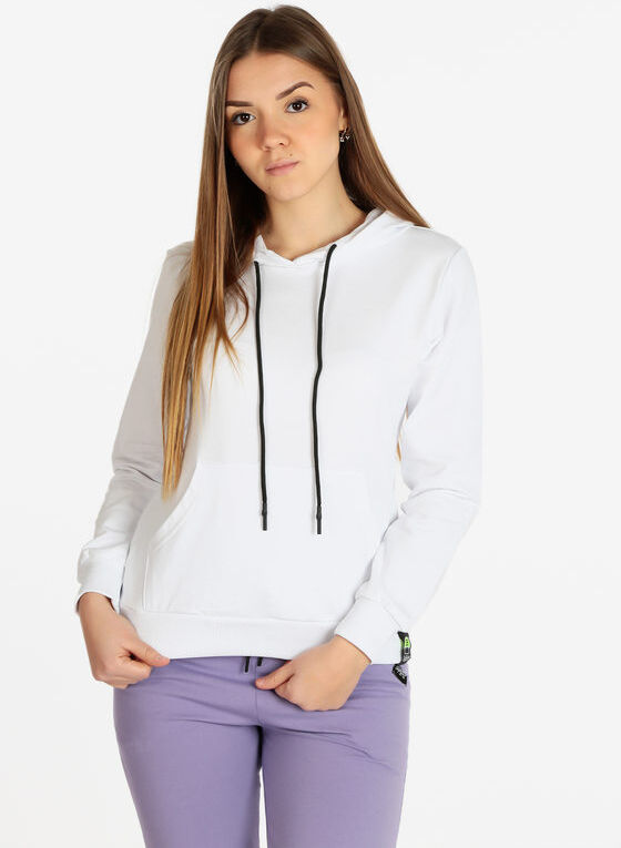 Dekuba Felpa leggera donna con cappuccio Felpe donna Bianco taglia M