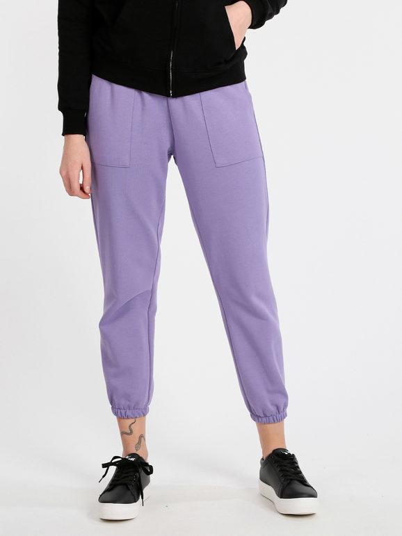 Lumina Pantaloni in felpa con polsini Pantaloni e shorts donna Viola taglia S