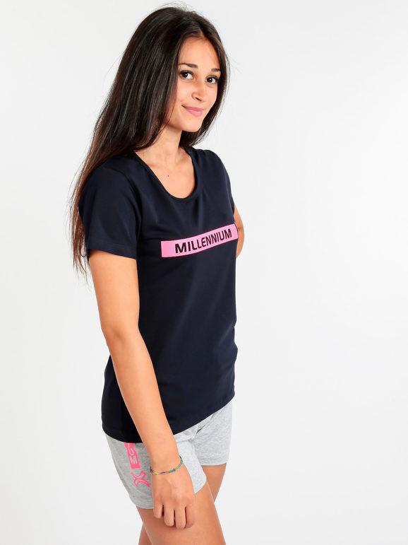 Millennium T-shirt in cotone con logo T-Shirt e Top donna Blu taglia M