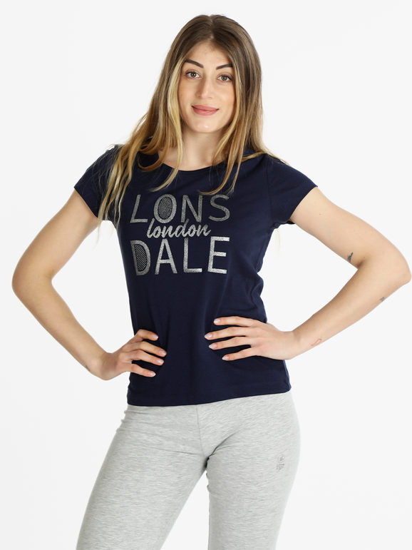 Lonsdale T-shirt manica corta donna con scritta T-Shirt e Top donna Blu taglia M
