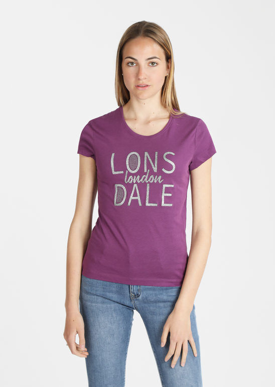 Lonsdale T-shirt manica corta donna con scritta T-Shirt e Top donna Viola taglia L