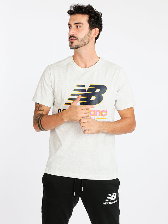 New Balance T-shirt manica corta uomo con scritta T-Shirt e Top uomo Grigio taglia M