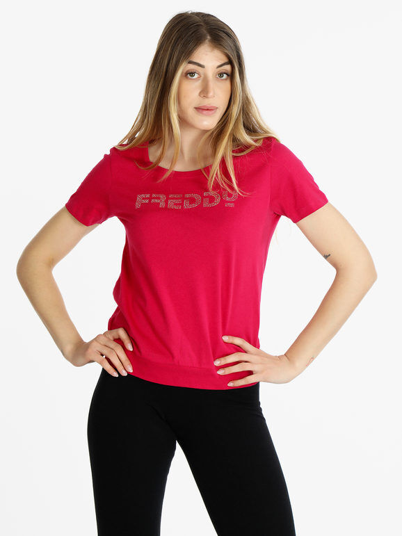 Freddy T-shirt sportiva donna con scritta T-Shirt e Top donna Fucsia taglia M
