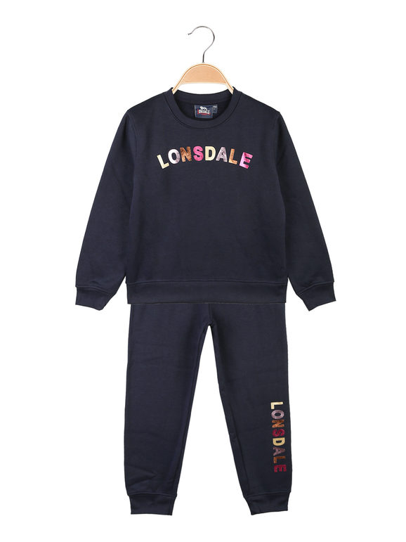 Lonsdale Tuta da bambina 2 pezzi in cotone felpato Felpe bambina Blu taglia 04