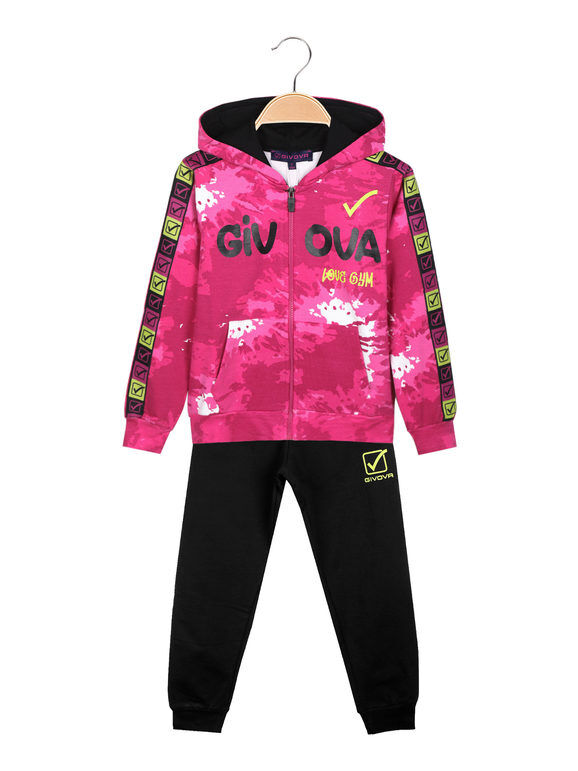 Givova Tuta sportiva 2 pezzi felpata da bambina con cappuccio Tute Sportive bambina Fucsia taglia 03