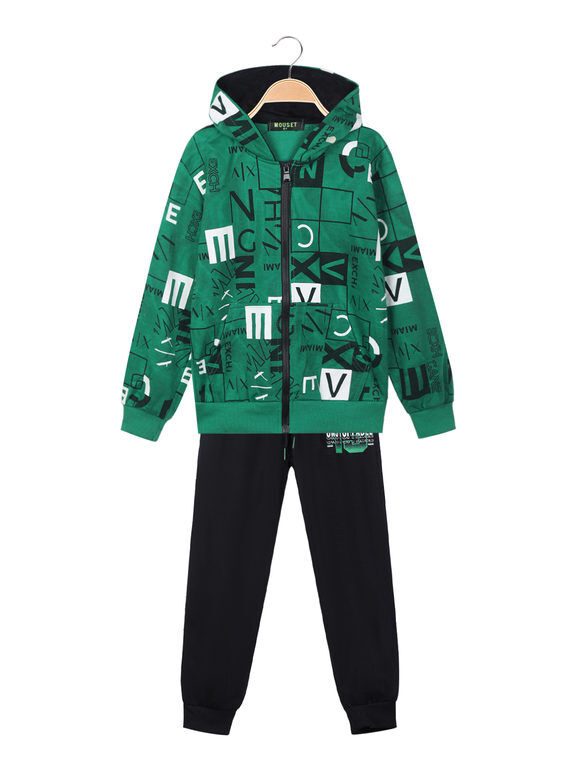 Mouset Tuta sportiva da bambino 3 pezzi con cappuccio e zip Tute Sportive bambino Verde taglia 06