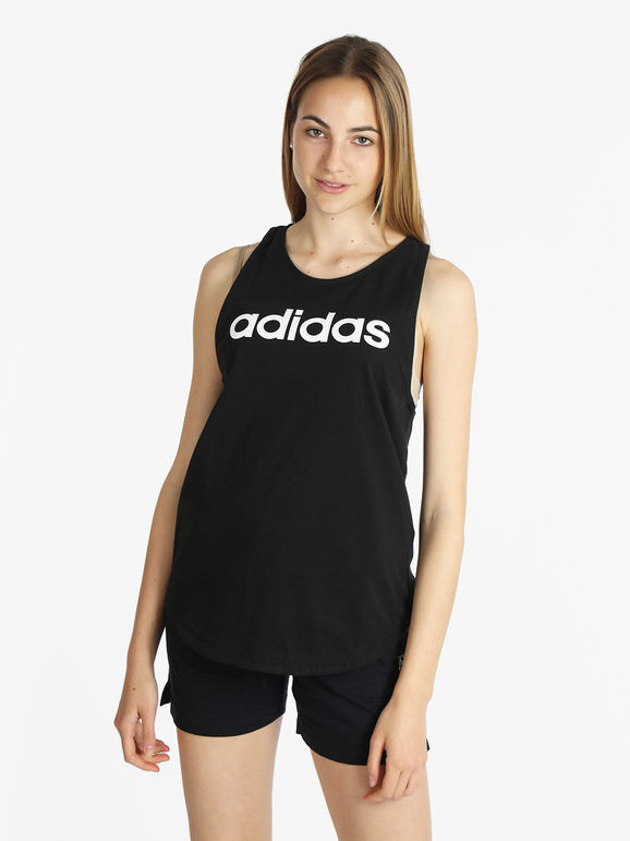 Adidas W LIN TK Top sportivo donna con scritta T-Shirt e Top donna Nero taglia M