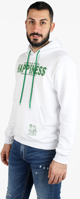 Happiness Felpa sportiva da uomo con cappuccio Felpe uomo Bianco taglia L